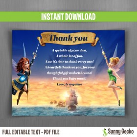 The Pirate Fairy Birthday Thank You Cards 